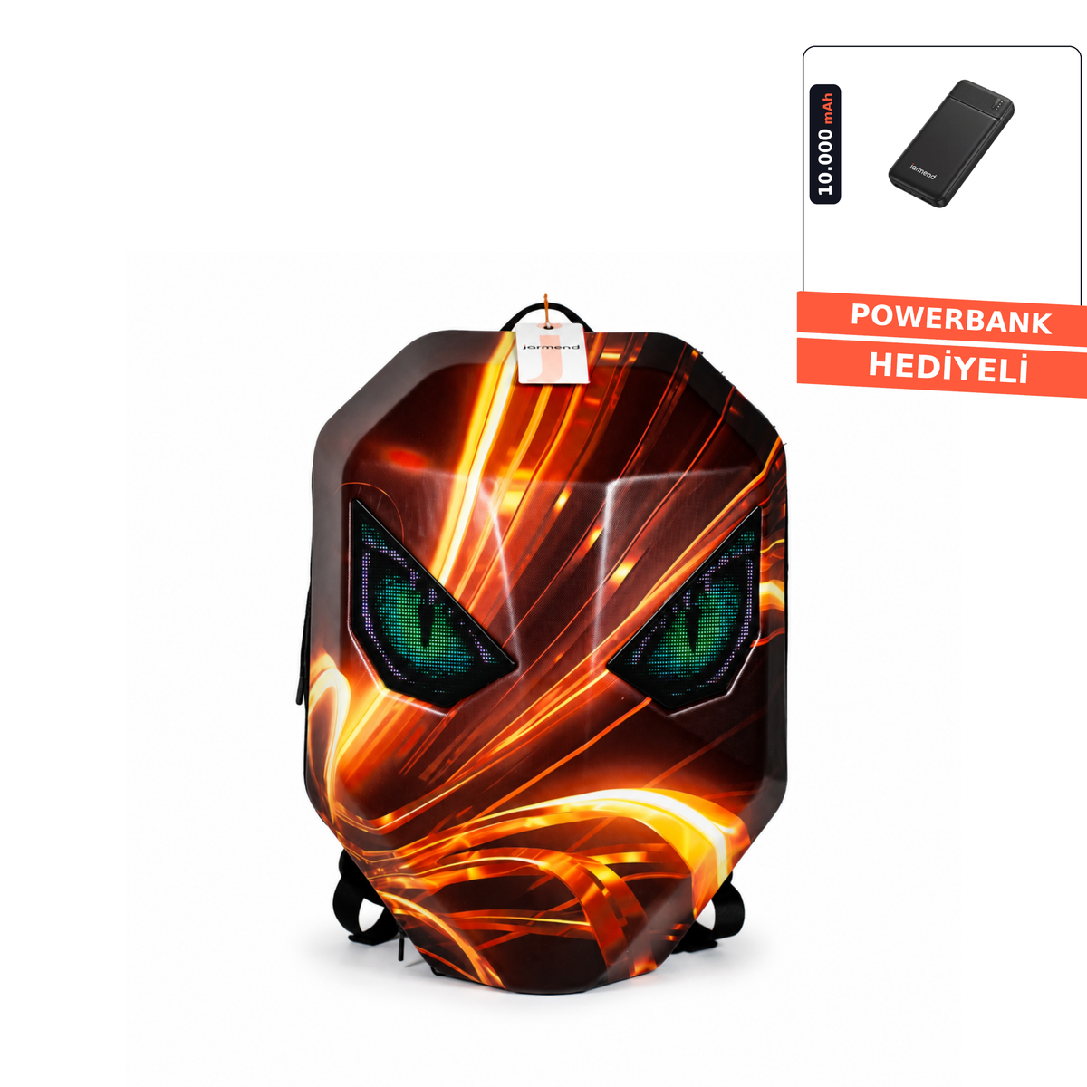 Kırmızı Desenli LED Gözlü Motosiklet Sırt Çantası
